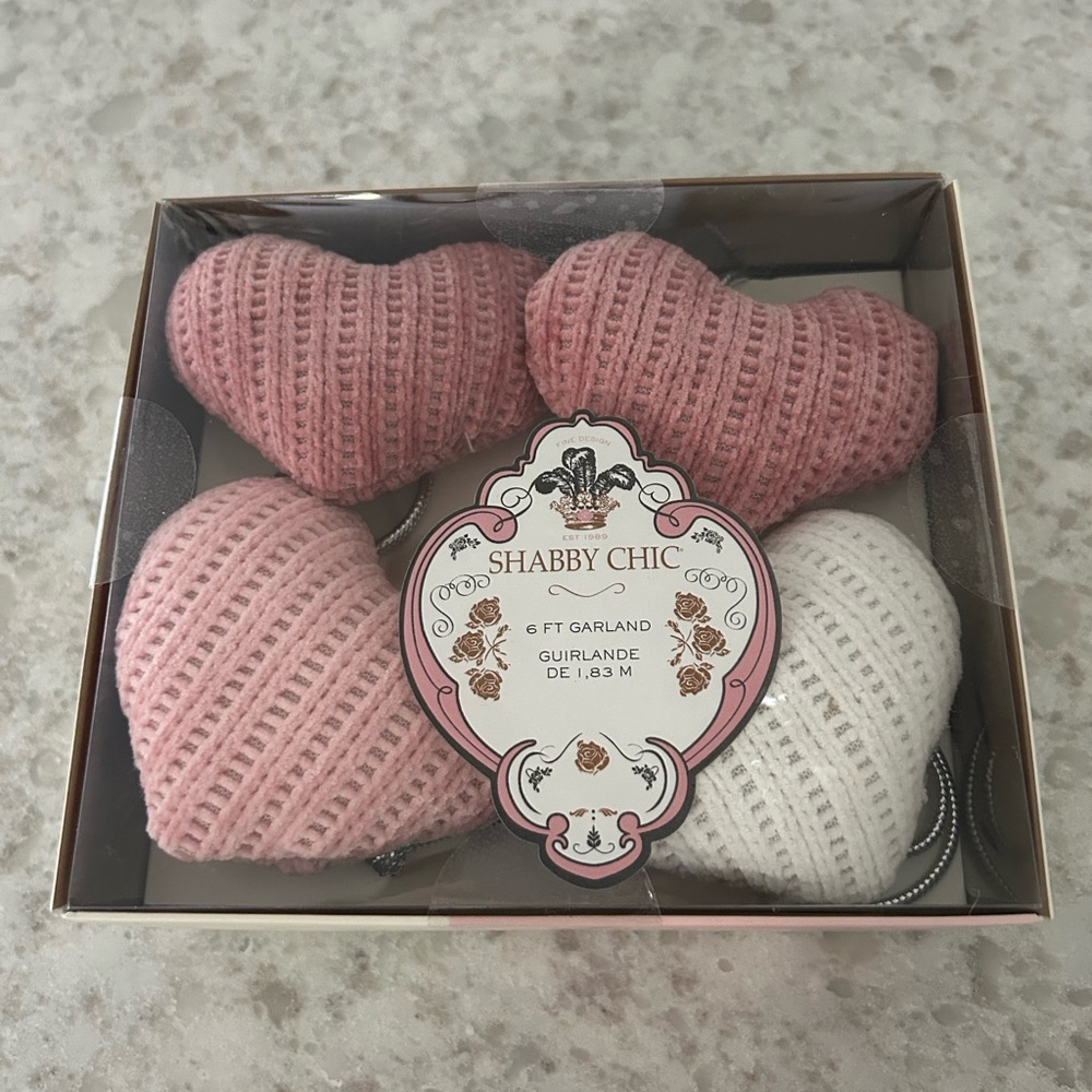 “New” Shabby Chic Heart shaped garland 6 ft